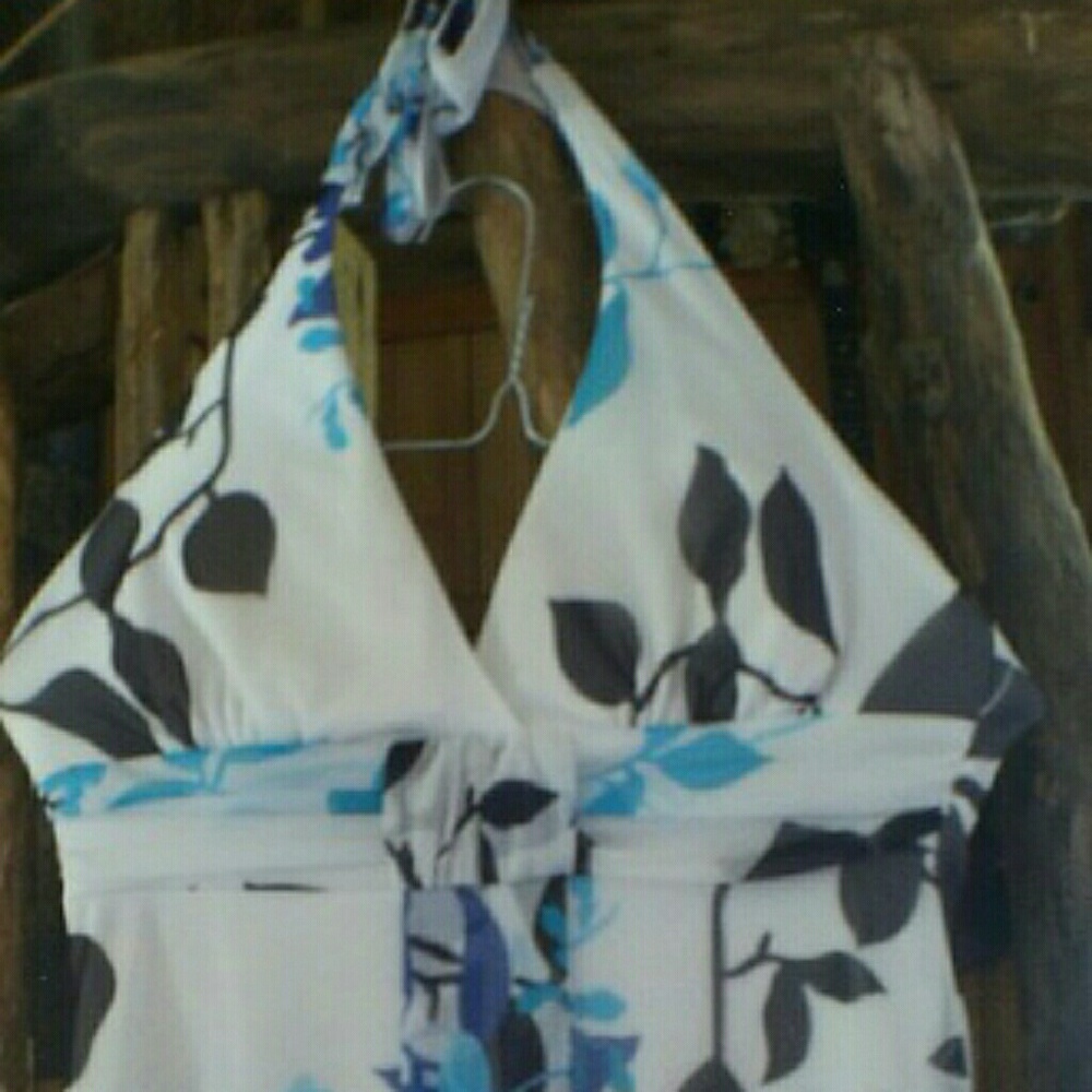 Blue/white/black flowered halter dress /speechless